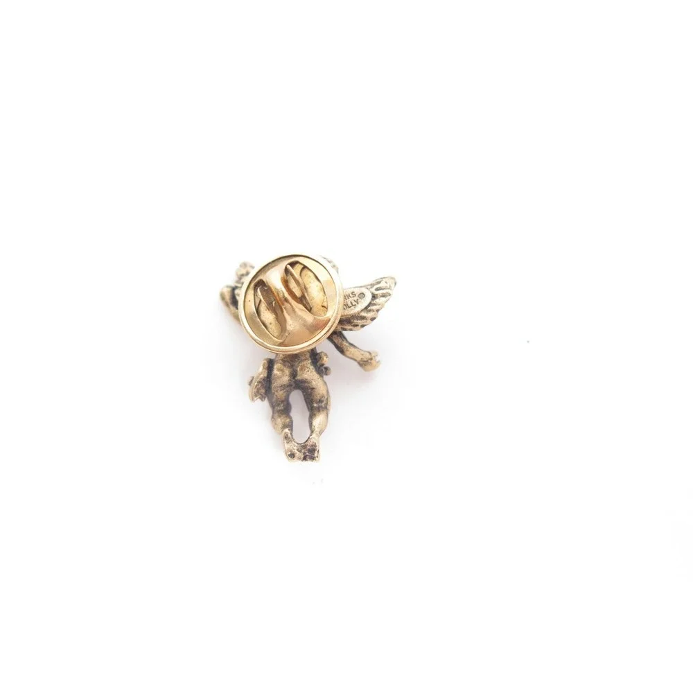 Vintage Designer Signed‎ KIRK'S FOLLY Gold Tone Angel Cherub Tie Tac Pin